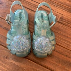 Mini Melissa shell glitter sandals toddler size 10